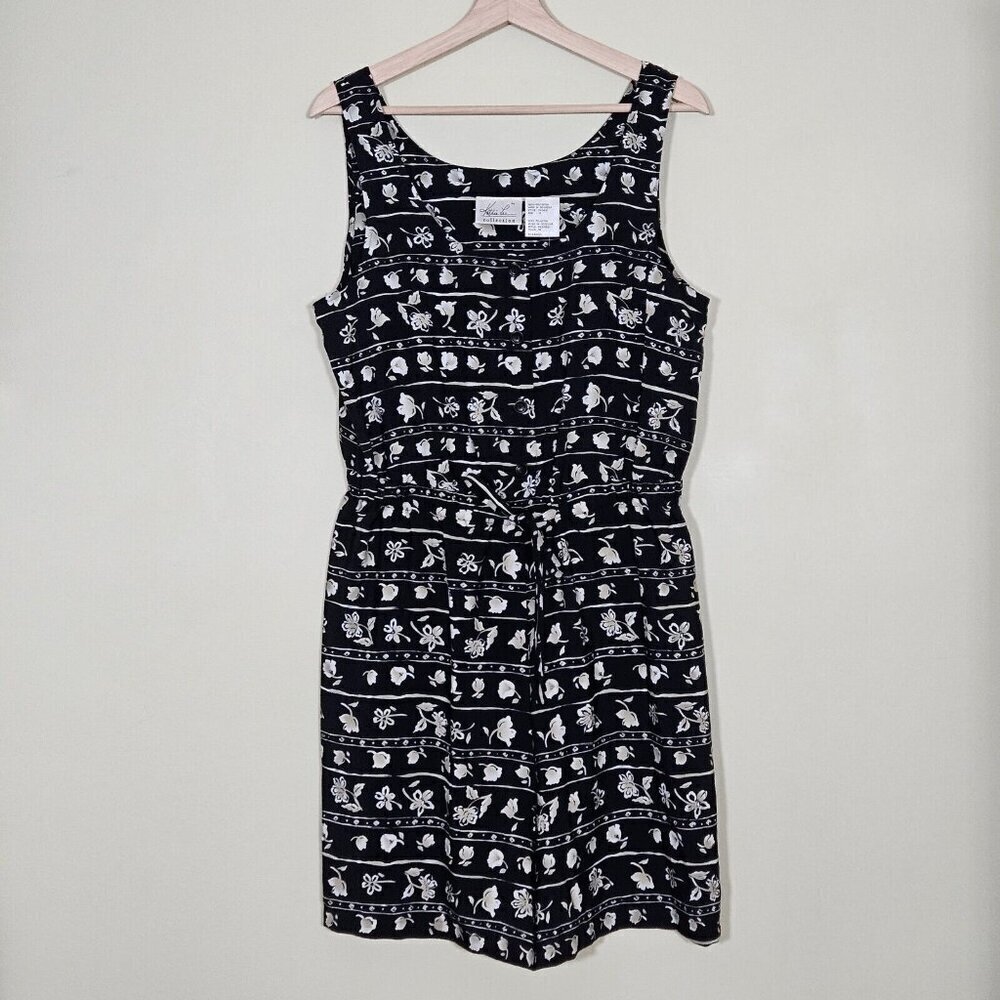 Kathie Lee Collection Romper Women 12 Drawstring 6" Inseam Floral Boho Retro VTG